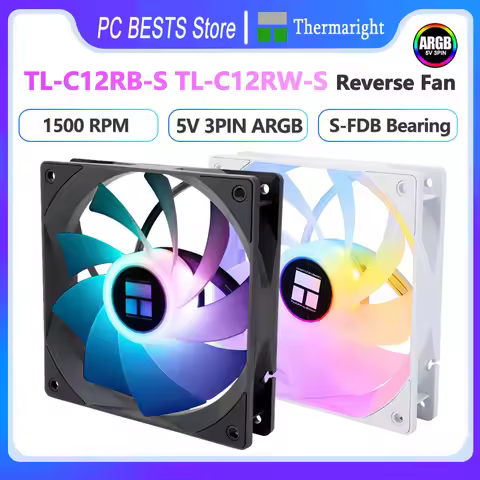 Thermalright TL-C12RB-S V2 TL-C12RW-S V2 Case Fan Reverse Cooling Fan 5V 3PIN ARGB PWM Silent 1500RP
