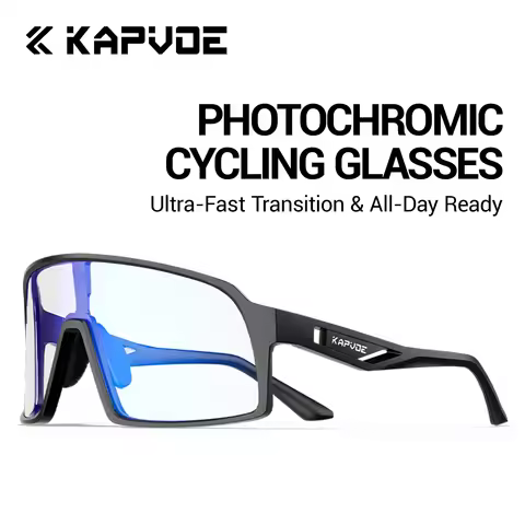Kapvoe Photochromic Protection Glasses Men Women Riding Windproof Goggles Outdoor Sports Eyewear MTB