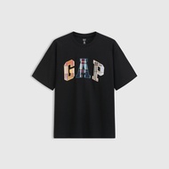 เสื้อยืดคอกลมแขนสั้นผ้าฝ้ายแท้ลายทางสำหรับฤดูร้อนปี 2025 สำหรับผู้ชายและผู้หญิงจาก Gap แบรนด์ที่มีชื