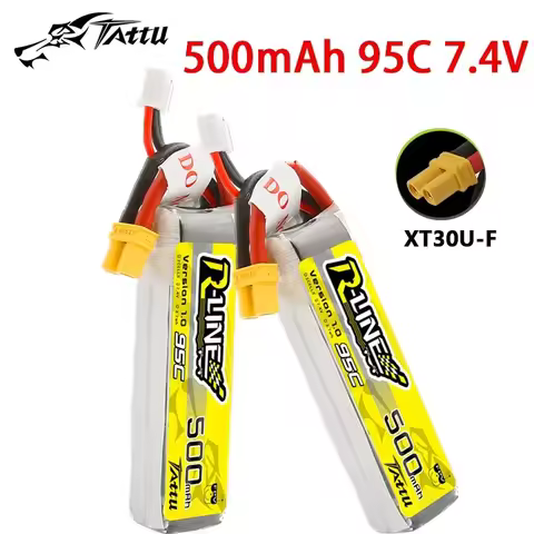 TATTU R-LINE 1.0 7.4V Lipo Battery 500mAh 95C For RC FPV Airplane Quadcopter Helicopter Drone Parts 