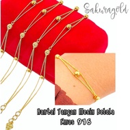 sakuragold✨💎rantai tangan mesin 2 layer padu 5 bebola emas 916 women gold bracelet