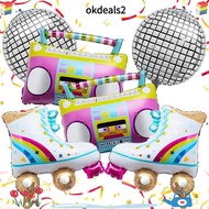 DEALSHOP 4/6pcs Roller Skate Balloon Set, 4D 80s 90s Retro Theme 4D Disco Air Ball, Inflatable Hip H