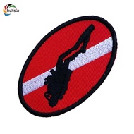 chulisia Scuba Dive Flag Patch Backpack Iron-On Embroidered Diver Down Flippers Oval
