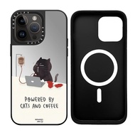 Creative Black Cat Design Magsafe Case for iPhone 15 14 13 12 11 Pro Max Mirror Hard Acrylic Case for 14 15Plus Protective Wireless Charge Support Anti-Impact Cover
