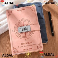 ALDAL Password Notebook, 200-Page With Password Lock Notepad, A5 Retro PU Leather Diary Notebook