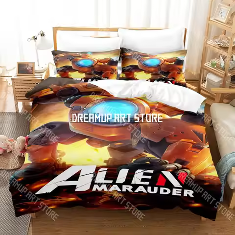 3D Printed Alien Marauder Bedding Set for Boys Girls Duvet Cover Pillowcase Twin Queen King Full Sin