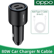 Original OPPO 80W SUPERVOOC Car Charger USB-A 80W Max USB-C 30W Max Compatible PD QC With Quick Char
