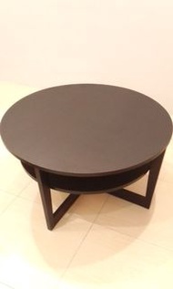 IKEA VEJMON 9.99成新黑色實木圓桌 雙層咖啡桌