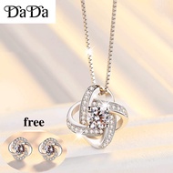 100% Original S925 Sterling Silver Eternal Heart Four Leaf Clover Necklace Pendant Rotating Love Pen