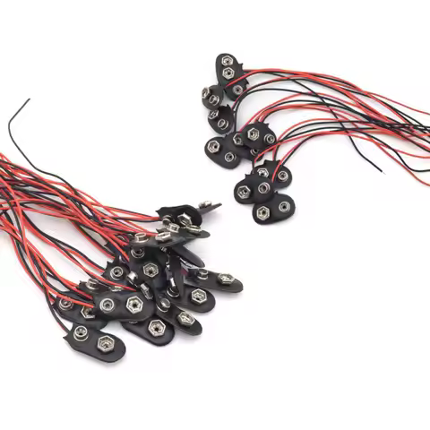 100PCS 9V Volt Battery Snap Connector Clip with Lead Wire 150MM Cable
