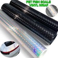 PET Iridescent Fish Scale Cat Eye Vinyl Wrap Waterproof Sticker Self-Adhesive Film Helmet Motorcycle