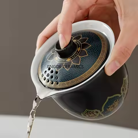 Ceramic Handheld Pot Ceramic Covered Bowls, Tea Cups Household Covered Teapot Drinking Kung Fu Tea B