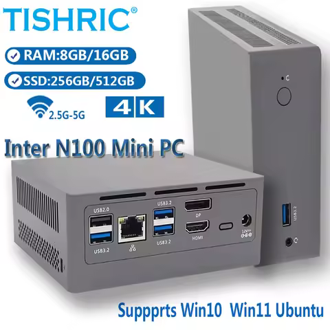 TISHRIC MINI PC 12th N100 Mini Host Desktop Computer 16+512GB 8+256GB WIFI for Win10 WIN11 Supports 