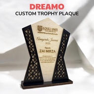Custom Wood Trophy Award Plaque Hadiah Trofi Cenderahati