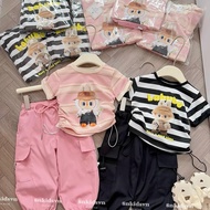 Hoodie Cargo Labubu Girl Kids Outfit Cotton