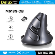 Delux M618G DB 2.4GHZบลูทูธไร้สายรุ่นแบบเออร์โกโนมิคแนวตั้ง6ปุ่มUSBตัวรับสัญญาณนาโนสำหรับWindows XP/