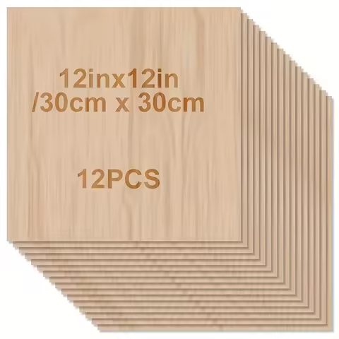 4/8/12/24/48 Craft Wood Board - 12 x 12 x 1/12 Inch - 2mm Thick Board, Smooth Surface, Square Board,
