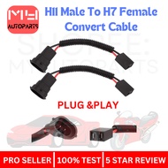 2pcs H11 headlights male plug to H7 headlights female socket adapter convert cable for fog lights