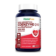 CoQ10 400mg 100 Veggie Caps (Vegan, Non-GMO, Gluten-Free) Coenzyme Q10 Supplement, Antioxidant COQ-1