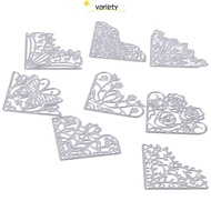 VARIETY 8Pcs Flowers Die Cuts, Lace Flowers Corner Die Cuts, Embossing Template Metal Silver Corner 