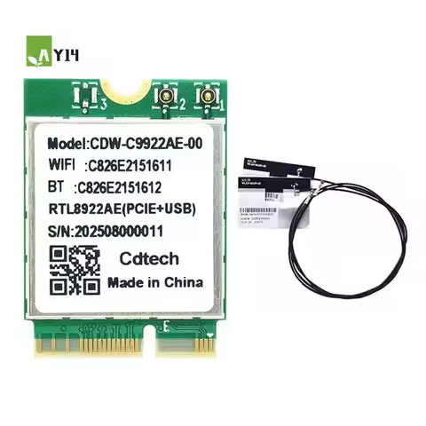 AY14 -RTL8922AE Wifi7 Card 6338Mbps 2.4G/5G/6G Tri-Band Wireless Wifi Adapter Card Bluetooth 5.4 M.2