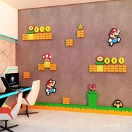 Decorations Bedroom Gaming Wall Art Stickers Small Room Brain Internet Cafe Mario Transformation Set