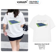 Unisex Cotton Badminton T-shirt Vsmash Sportwear "BMT COURT V.2" – Soft, Breathable, Absorbent, Stre
