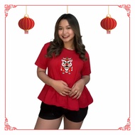 MERAH Cheron - Latest Women's T-shirt Chinese New Year Christmas Motif Adult Tassel CN2 Girls Clothe