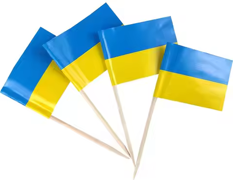 Mini Ukraine Flag Ukrainian Toothpick Flags Mini Small Ukraine Cupcake Toppers Stick Flag Banner Par