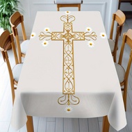 Holy Week Christian Altar Tablecloth Catholic Cross Design Religious Tablecloth