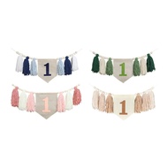[szlztmy2mg] 1st Birthday High Chair Banner, First Birthday Party Decoration, Wooden Bead Tassels 1s