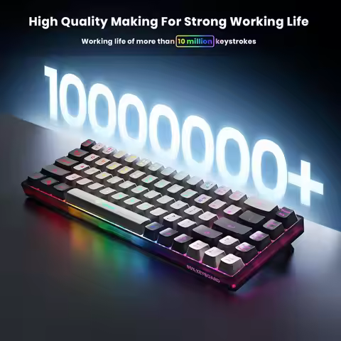 GEODMAER Wireless Gaming Keyboard Rechargeable Backlit Gaming Keyboard 68 Keys Membrane Keyboard for