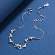 กำไลข้อมือเงินแท้ 999 ประดับเพชร CZ รูปทรงโบว์ สำหรับผู้หญิง ดีไซน์หรูหรา เครื่องประดับสุดสง่างาม