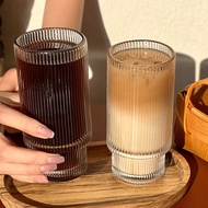 เครื่องแก้ว cangkir kaca กาแฟแบบวางซ้อนกันได้แก้วเครื่องดื่มบาร์ค็อกเทลใสแบบลายทางแก้วโซดาดื่มน้ำผลไม้แก้วเครื่องดื่ม