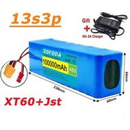 2025 New 48V 100Ah 2000W 13S3p Dc/T Lithium Ion Battery Pack Suitable For 48V Motors With Bms+54.6V