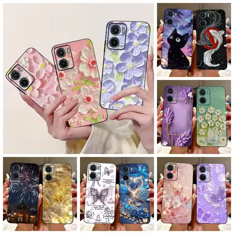 For Motorola Moto G05 E15 Case 2024 New Fashion Butterfly Flower Soft Silicone Black Capa Phone Cove
