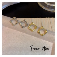 [Puer Acc] Gold Box Earrings Frame Simple Metal Earrings Unique Earrings Circle Earrings Y575
