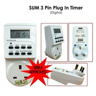 SUM 24hrs 13A 3 Pin Analogue Programmable Timer 0024 / Digital Plug-in Timer 0026 With SIRIM 24 Hour