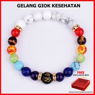 WEARMOURA Health Bracelet - Genuine Jade Natural Stone Bracelet for Health Therapy 7 Chakra Double l