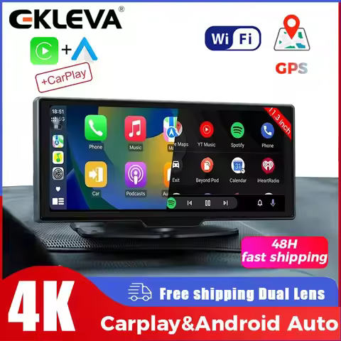 EKLEVA 10.26" 4K Dual Dash Cam Front Inside IR Night Vision 24H Park Monitor Car DVR WiFi BT CarPlay