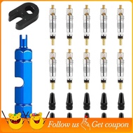 10pcs Valve Core for Presta,Valve Core Bike Bicycle Replacement with 2 Valve Core Remover Tools&10 V