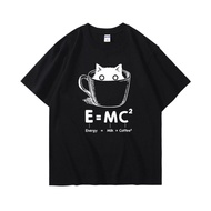 Funny Science Cat E=MC2 Graphic Oversized T-Shirt - Y2K Harajuku Style