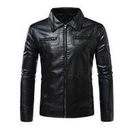 ผู้ชาย PU หนังแจ็คเก็ต Street สไตล์รถจักรยานยนต์ขี่เสื้อฤดูร้อน Turn-Down COLLAR Jacket แฟชั่นผู้ชาย