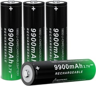 4 Pack 3.7 Volt 18650 Rechargeable Battery 9900mAh Battery Button Top Li-ion Battery for Flashlight,