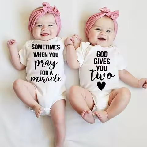 Twins Newborn Baby Bodysuit Summer Infant Baby Born Short Sleeve Clothes Boys Girls Jumpsuit Pregnan