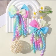 0ne Piece Glitter Sequence Unicorn Star And Rainbow Tassel Bowknot Children Hairclip