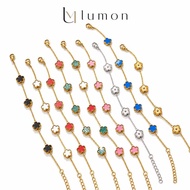 Titanium Steel 5-Leaf Clover Bracelet Gold Plated Gelang Tangan Wanita Emas