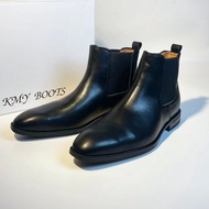 KMY Men's leather Chelsea Boots slip-on elastic Ankle Boots kmy chelsea boots rubber outsole