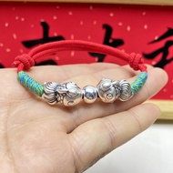 Pure Silver 999 Pisces Hand Rope Good Luck Adults Children Can Be Carried Can Be Customized Adjustab
