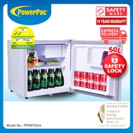 PowerPac Mini Bar Fridge 50L With Lock (PPBF555Silver)